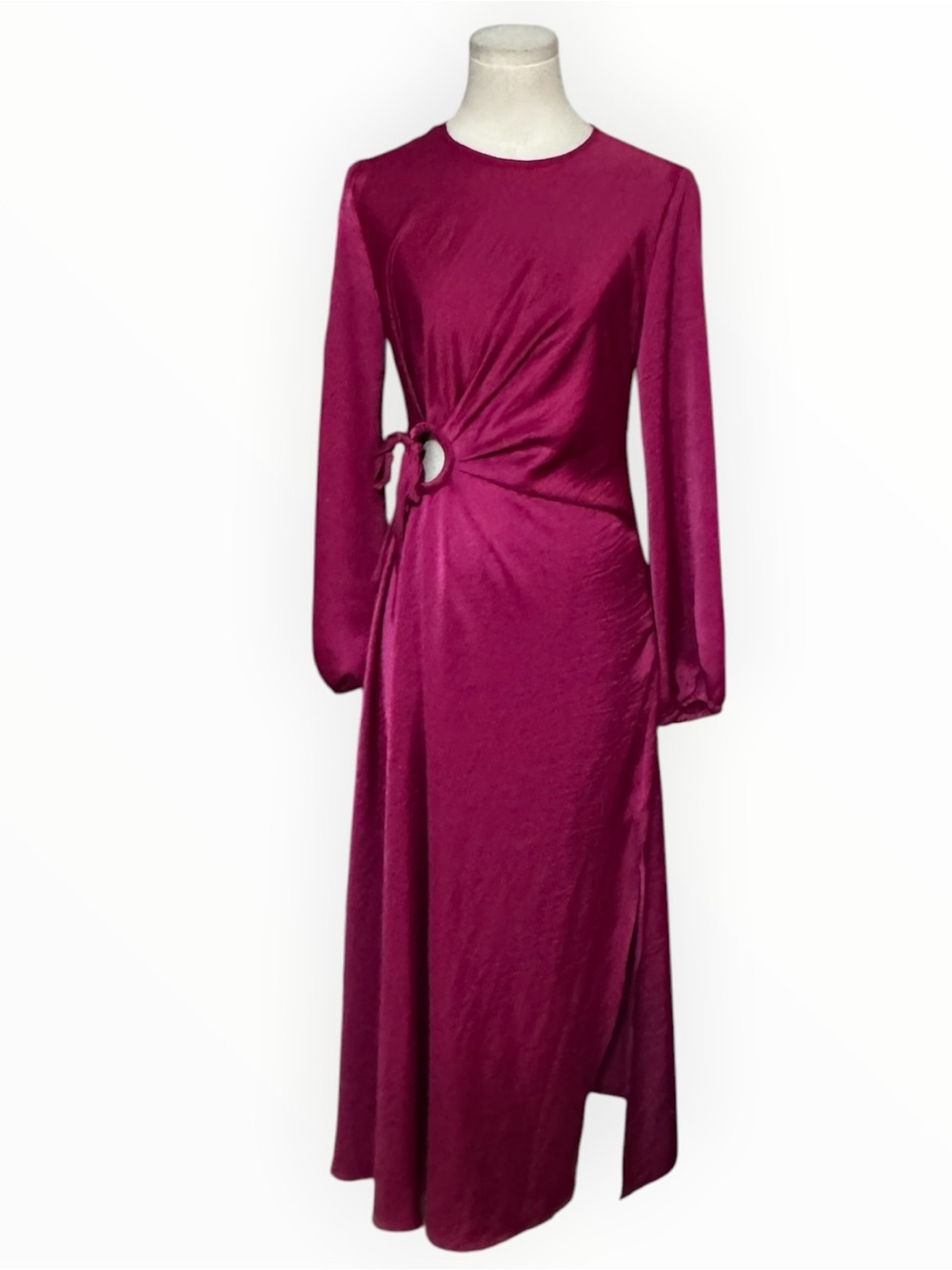 HOUSE OF HARLOW 1960 Fuchsia Long Sleeve Midi Dress Long Sleeves XS Wedding